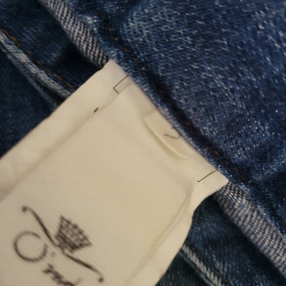 O'2nd Jeans Womens Size 2 Straight Mid Rise Medium Wash Denim Raw Hems Flowers - Picture 4 of 5